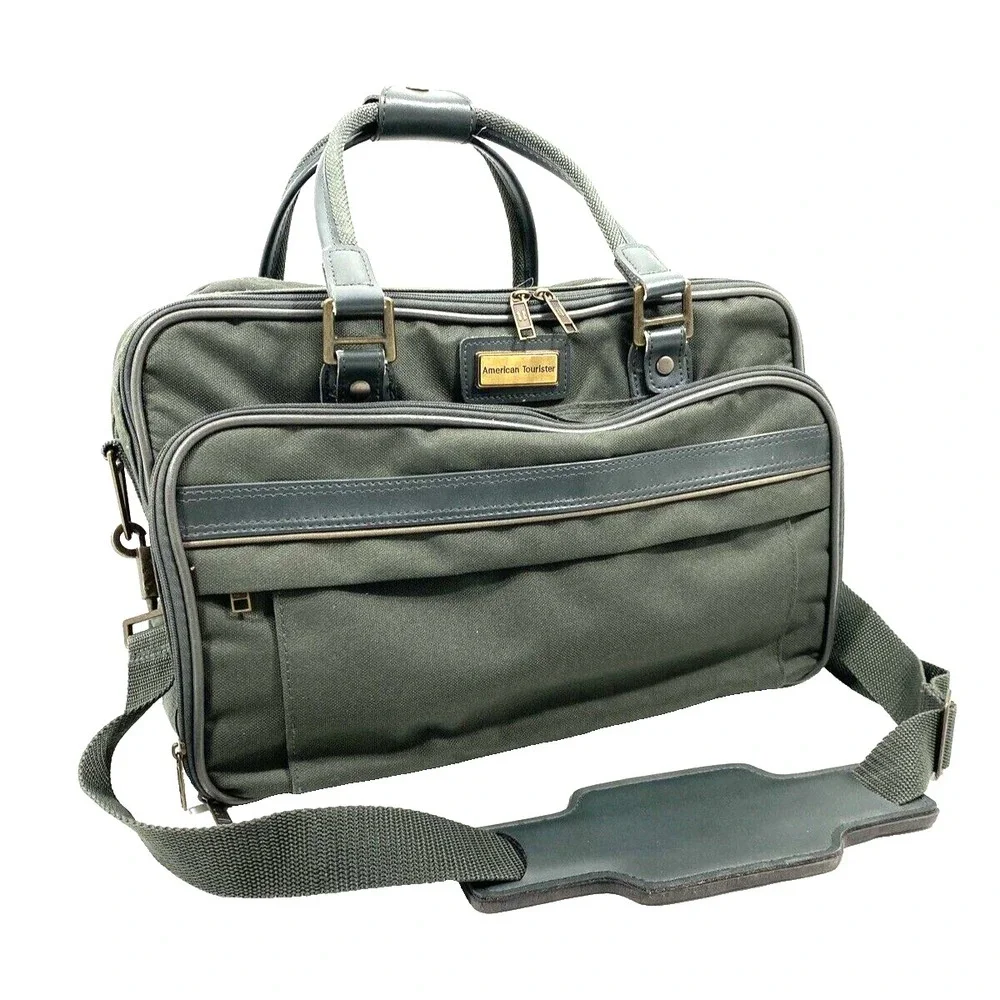 American Tourister Carry On Soft Side Overnight Luggage Tote Olive Color w/Strap